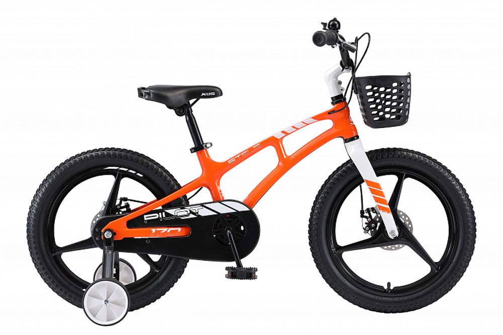 Велосипед STELS PILOT 170 MD 18 V010 MG 1-ск. дисковый тормоз доп. колеса оранжевый