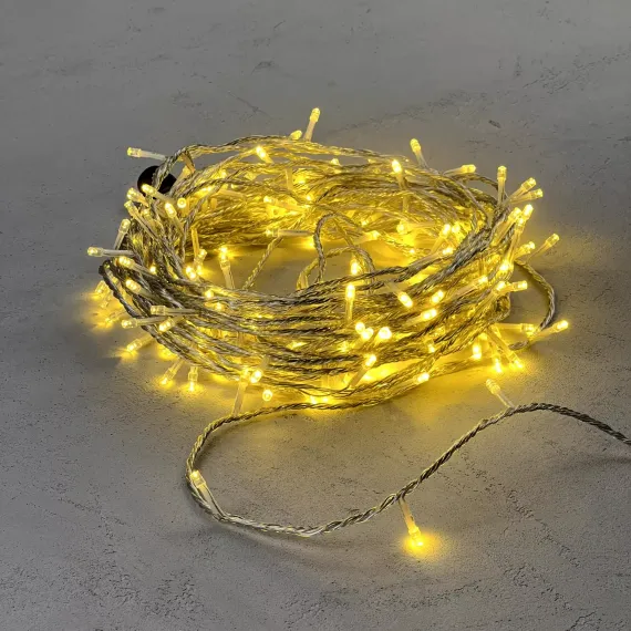 Светодиодная гирлянда с возможностью динамики 20 м., 200 шампань LED ламп, 24V., прозрачный силиконовый провод, IP65, Beauty Led (EST200-3W10-1CH)