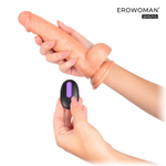 Телесный вибратор-реалистик Erowoman с пультом ДУ - 20,5 см. (Цвет: телесный)