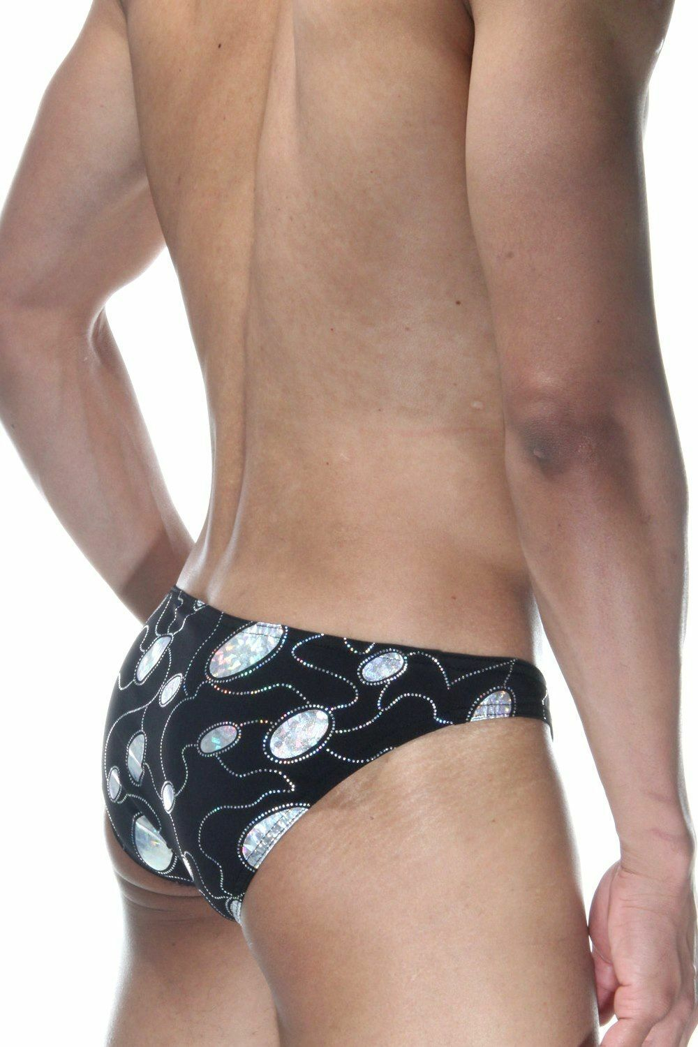 Мужские трусы-слипы с голографическими элементами (Размер: M) (Цвет: черный)