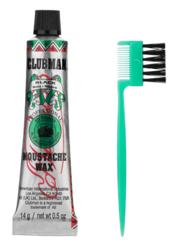 Clubman Moustache Wax Black Воск для укладки и подкрашивания бороды с щеточкой (черный),15 мл (W)