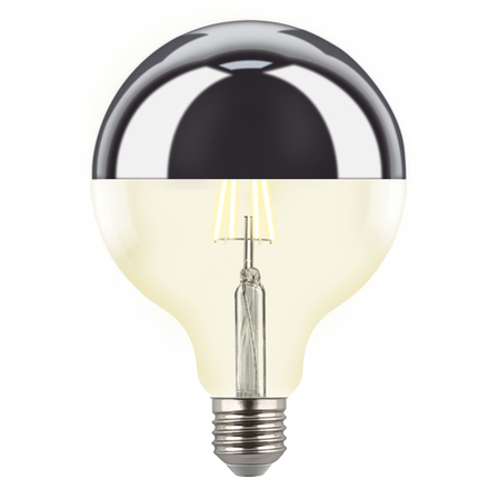 LED-G125-4W-3000K-E27-CL MIRROR-CHROME PLS02WH Лампа светодиодная. Форма шар. прозрачная колба с зеркальным отражателем. Серия Sky. Теплый белый свет 3000K. Картон. ТМ Uniel