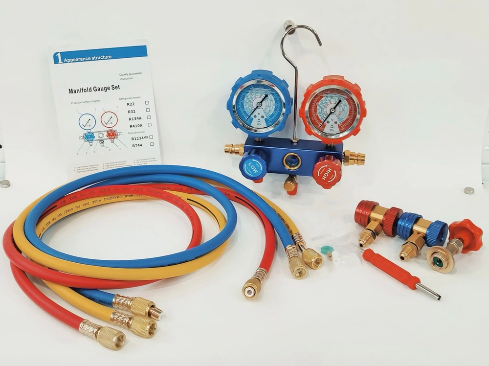 Манометрическая станция для измерения давления фреонов R22, R134A, R404A, R407C, Коллектор Pro (1 шт. / комплект)