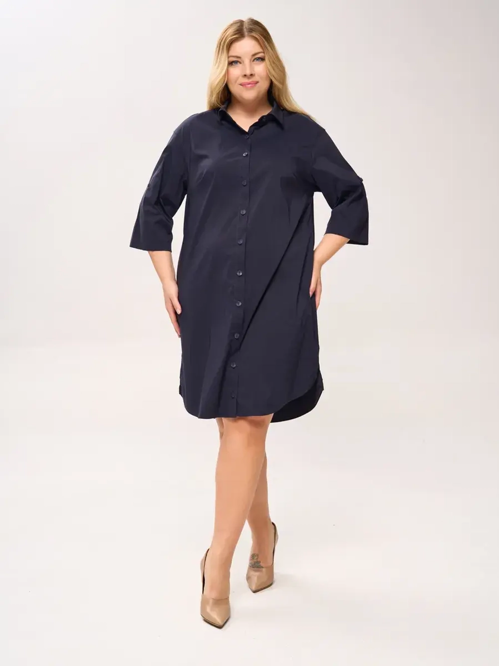 Платье-рубашка с карманами