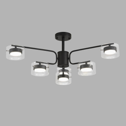 8349/6C COMFI LN26 232 черный/прозрачный, металл/стекло Светильник потолочный LED GX53 6*7W 220V NATALINA