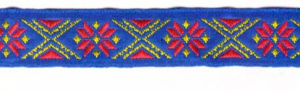 Тесьма жаккард, 8772, ш. 1,8 см, синий с золотым