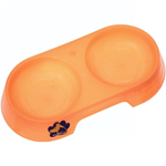 Миска пластиковая двойная «Мр. Марли», цвет кораловый, 23*12*4см