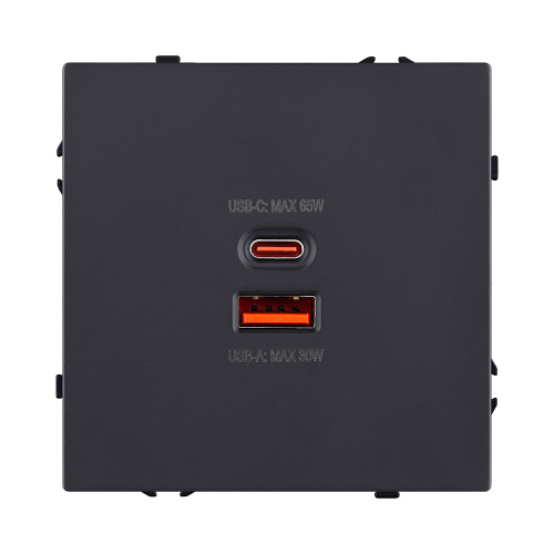 Розетка USB A+C 65W, черный матовый Kollinger Eclipse EC-024BK
