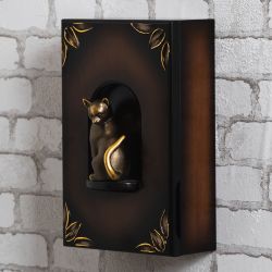 Полка - ключница Кошка Грация Орех Бронза