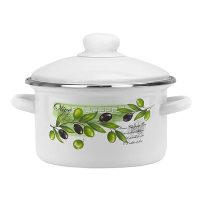 Кастрюля сталь, эмал, 4 л, с крыш, Магнитогорская эмаль, Оливия-А, 01-Б1614/4, индукц