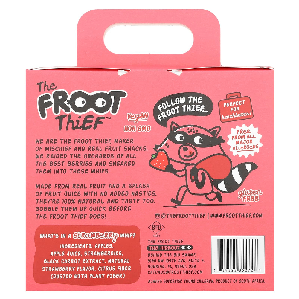 The Froot Thief, Real Fruit Whips, клубника, 5 пакетиков по 20 г (0,7 унции)