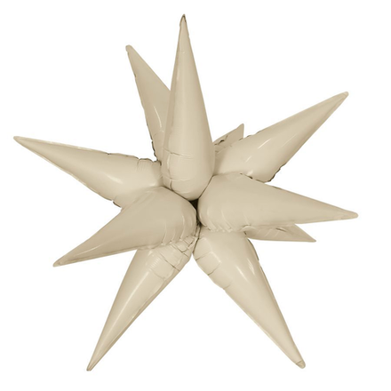 Шар 3D (26""/66 см) Звезда, Составная, Кремовый, Сатин, 1 шт. в уп. А45