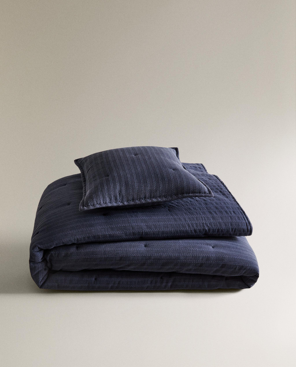 Zara Home покрывало детское из хлопка, тёмно-синий, в полоску · 1604/005
