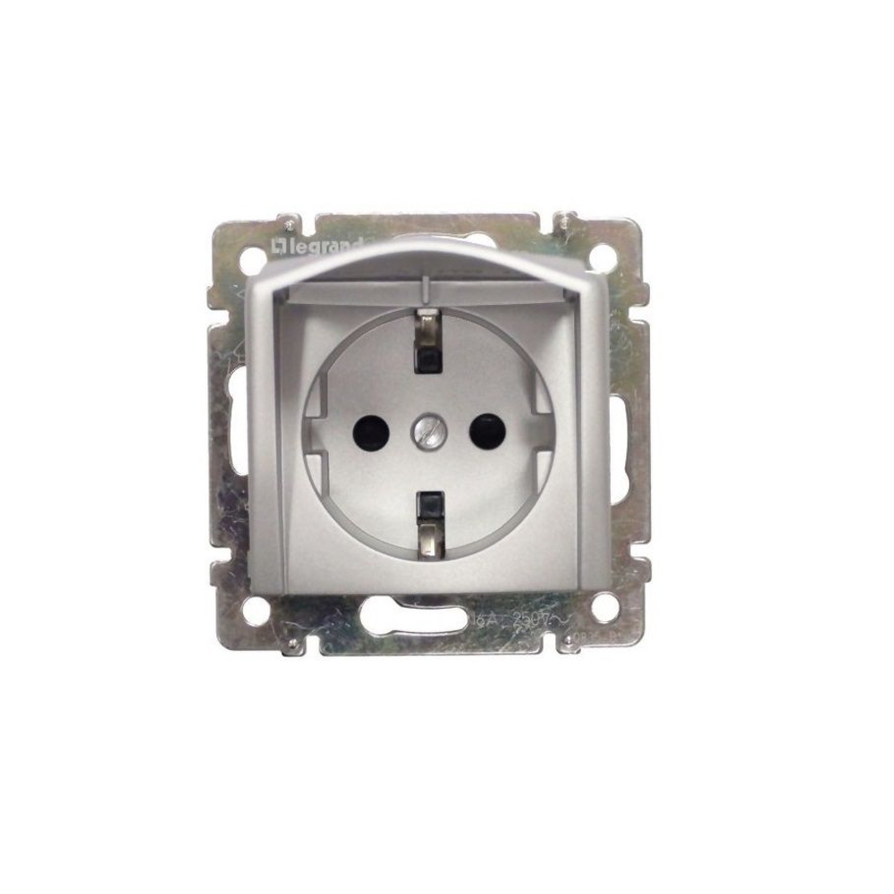 0122 Розетка с крышк (Алюминий)