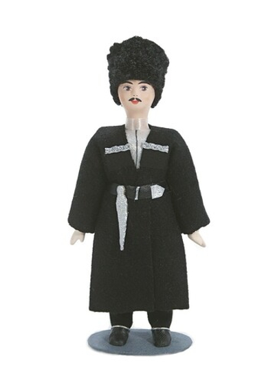 Кукла коллекционная в кавказском мужском костюме: черкеска, папаха