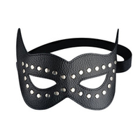 Чёрная кожаная маска с клёпками и прорезями для глаз Кошечка Sitabella BDSM Accessories 3087-1