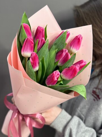 Монобукет из 11 розовых тюльпанов
