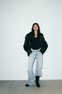 ZARA МЯГКОЕ БОДИ С ДЛИННЫМИ РУКАВАМИ, ЧЕРНЫЙ