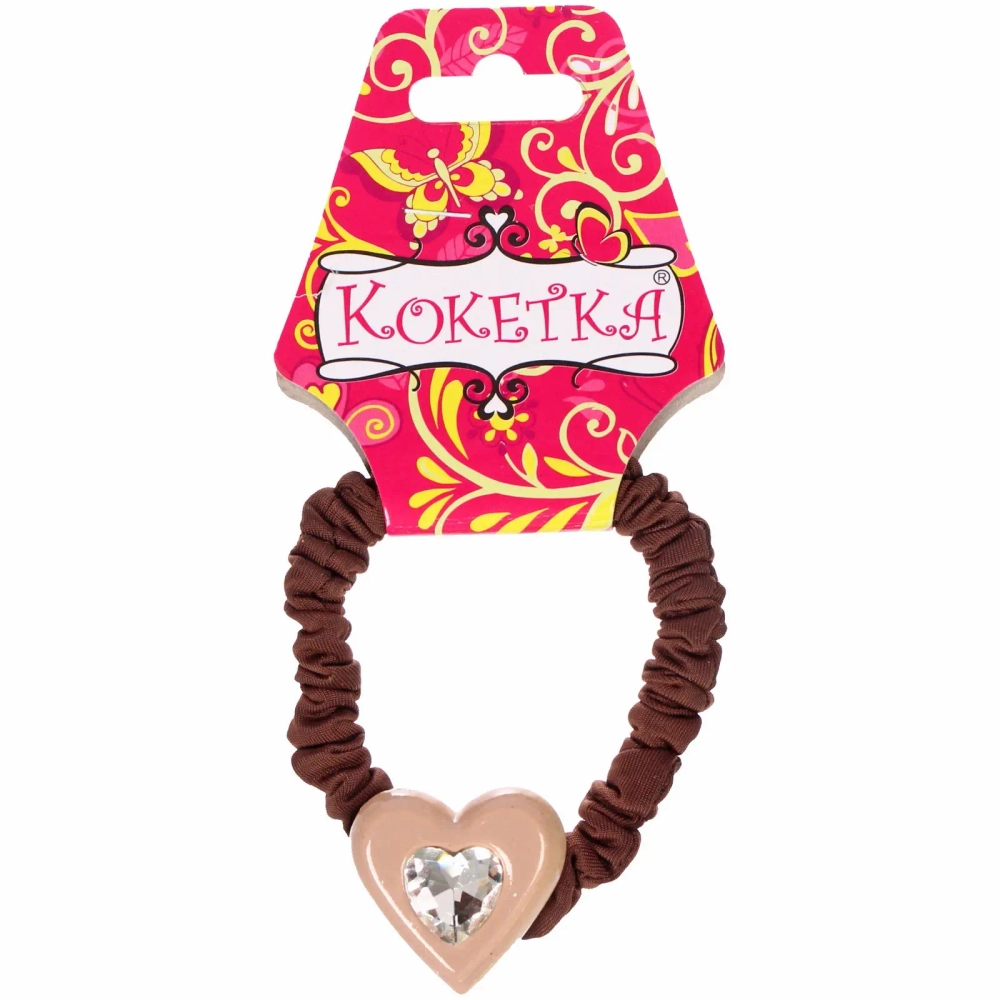 Резинка для волос 1шт «Франка», цвет коричневый, серце микс, d-5,5см