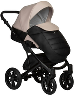 Детская коляска Indigo Mio Eco 3 в 1 с автокреслом Avionaut Cosmo Grey 04 черная кожа+св.бежевая кожа