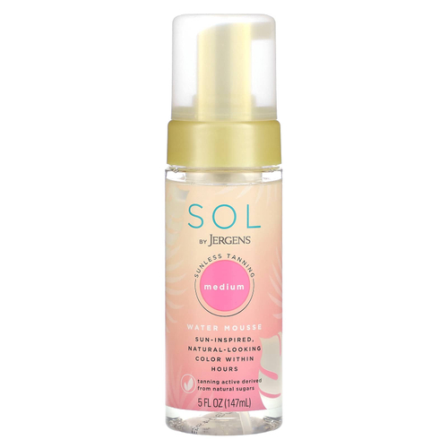 Jergens, Sol, водный мусс для загара без загара, средний, 147 мл (5 жидк. унц.)