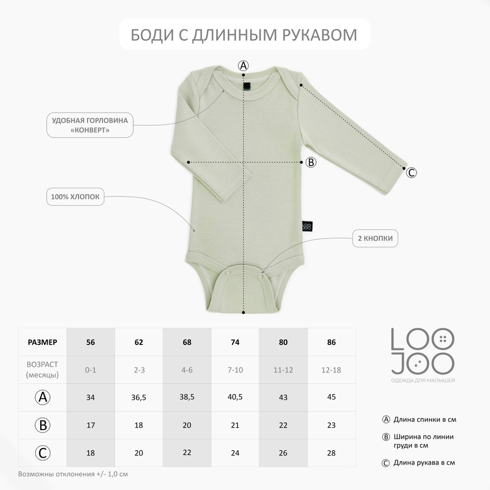 боди для новорожденных с длинным рукавом размеры