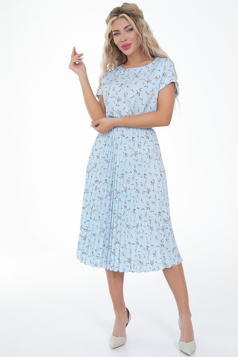 Платье Летнее  (гофре,небесный) Diolche