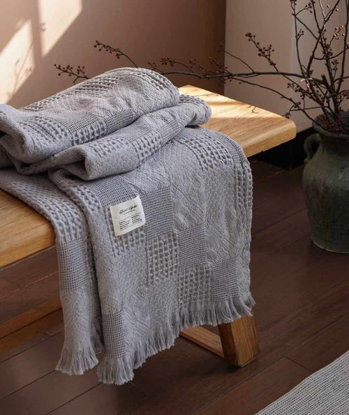 Хлопковое покрывало 140х190 | серый