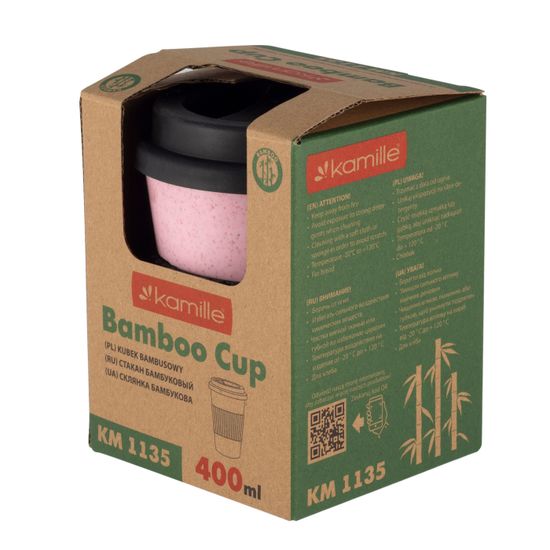 Стакан из бамбукового волокна 400 мл. Kamille KM 1135 с крышкой