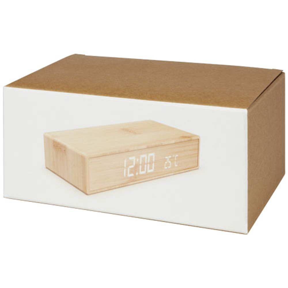 Minata, бамбуковое беспроводное зарядное устройство с часами