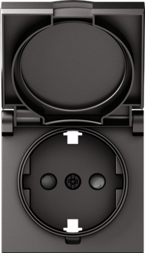 Накладка для розетки Schuko с заземлением,  с крышкой,  16A 250 В~,  матовый титан,  серия A07