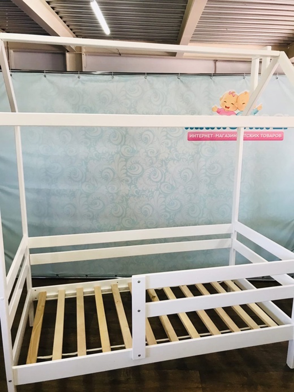 Кровать подростковая домик "Классика" 160*80 см белый 2 борта, (Pirogova wood)