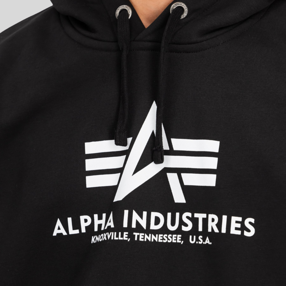 Толстовка Alpha Industries Basic Big Logo Hoodie (Чёрная)
