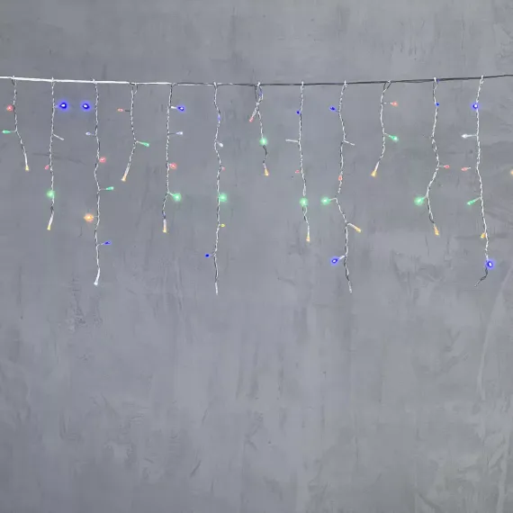 Светодиодная бахрома 4,9*0,5 м., 240 разноцветных LED ламп, мерцание, прозрачный провод ПВХ, Beauty Led (PIL240BLW-10-2M)