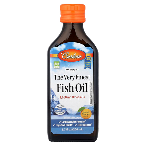 Carlson, норвежская серия, самый лучший рыбий жир, натуральный апельсиновый вкус, 200 мл (6,7 жидк. унции)