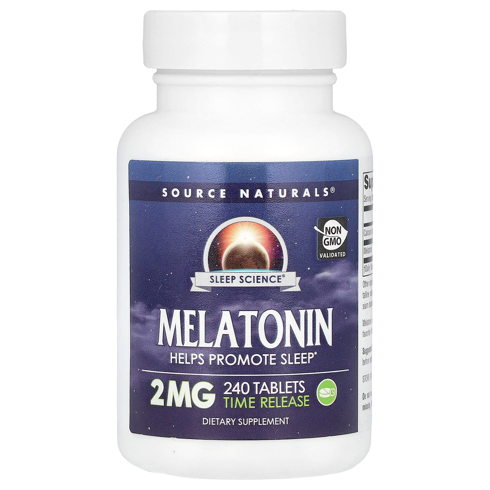 Source Naturals, Мелатонин с замедленным высвобождением, 2 мг, 240 таблеток