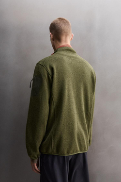 ZARA ВЯЗАНАЯ КУРТКА С ФЛИСОМ, ЗЕЛЕНЫЙ