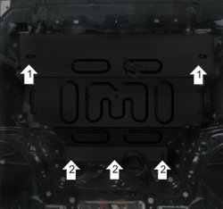 Усиленная защита Motodor картера двигателя, кпп. 2 мм, сталь. для Skoda Octavia III 2013-2020,SEAT Leon 2012-2015,Volkswagen Golf VII 2012-2019,Audi A3 2012-2019,Volkswagen Passat B8 2015-н.в. арт.72303