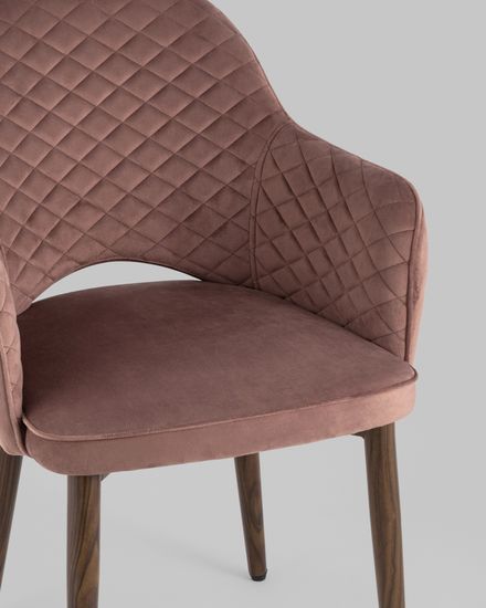 Стул Венера диамант NEW, велюр пыльно-розовый (ножки дерево) NP (набор 2шт)