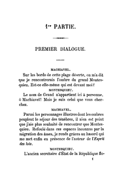 Dialogue aux enfers entre Machiavel. Et Montesquieu, ou La politique de Machiavel au xixe siècle | Maurice Joly