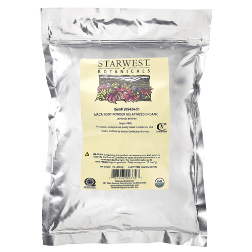 Starwest Botanicals, Порошок из органического корня маки, желатинизированный, 453,6 г (1 фунт)