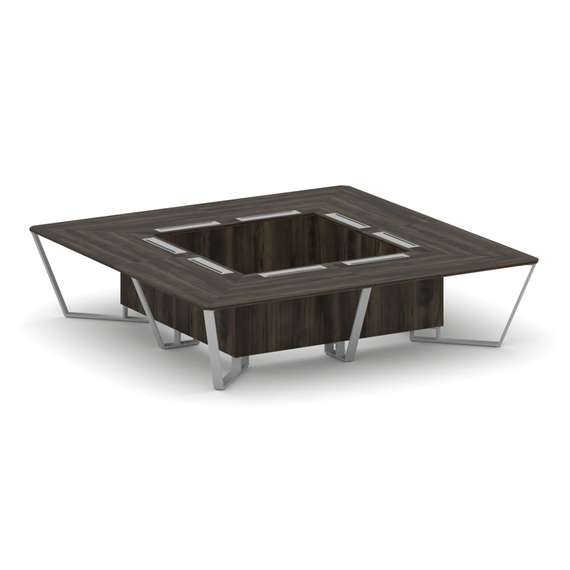 Steel Meet Стол переговорный квадратный KDK-PR.B.SP-16K Дуб Мали/Металл Серый 3200*3200*750