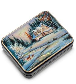 Народные промыслы ШК-55/ 22 Шкатулка «Зимний пейзаж» Белова