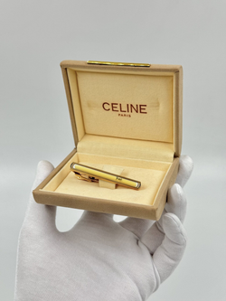 Зажим для галстука с жёлтой вставкой Celine