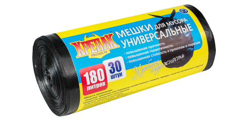 Мешки для мусора универсальные в рулоне Крепак 180 литров - 30 штук