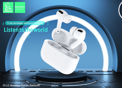 Bluetooth - гарнитура DENMEN DL12, TWS вакуумные, BT5.0, 200mAh White