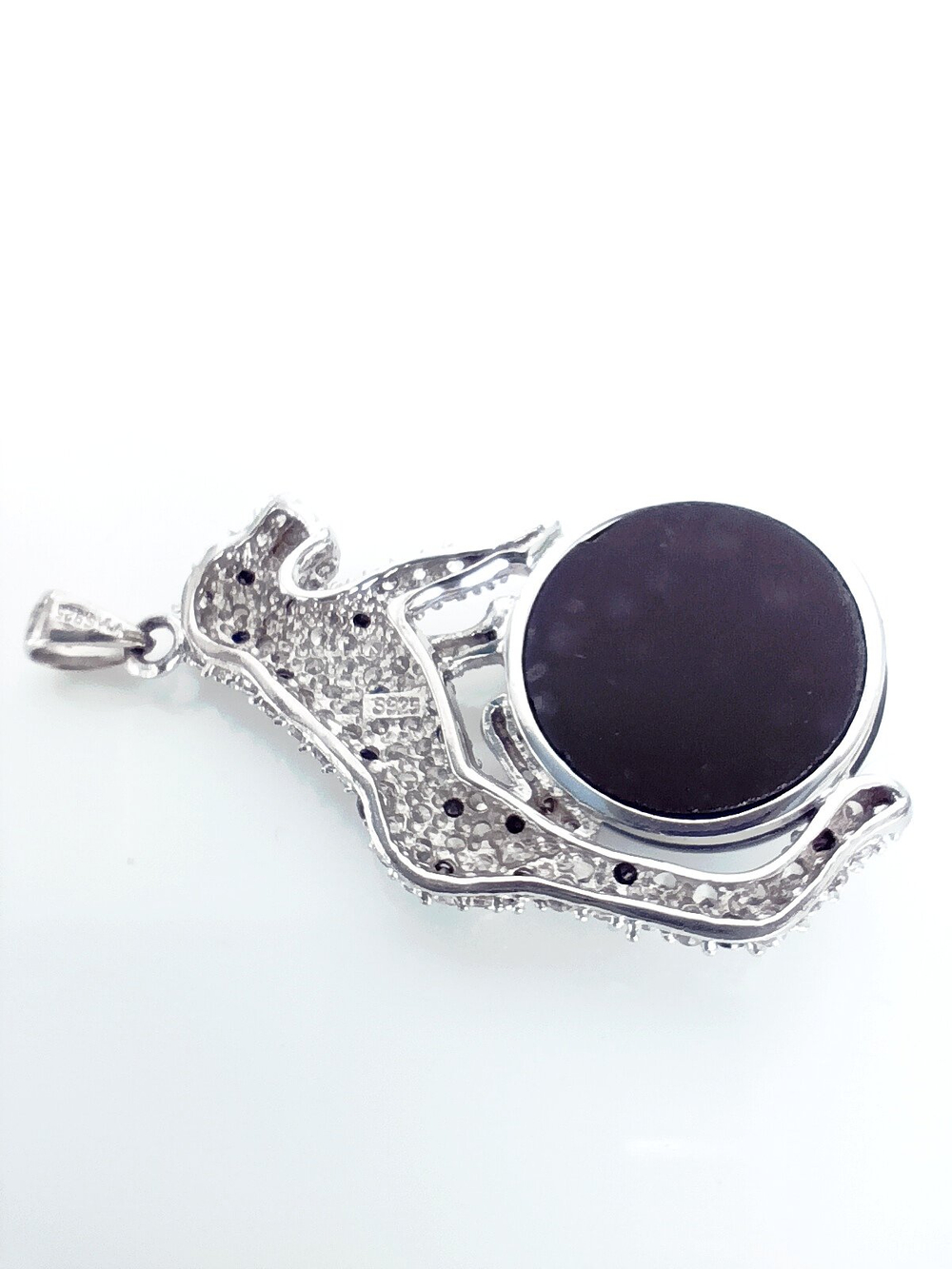 Подвеска Эстерелла, серебро 925*, циркон, оникс, родирование/Ф