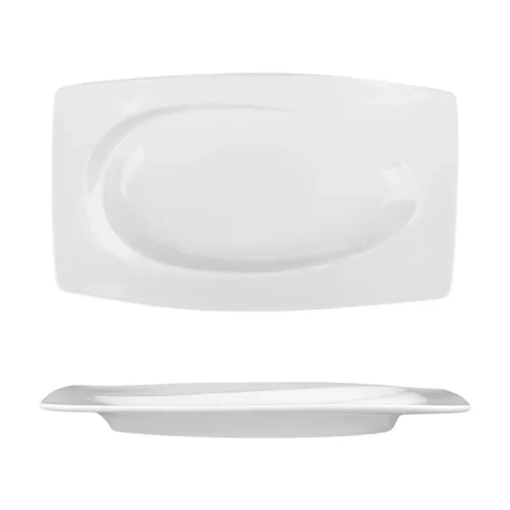 Блюдо прямоугольное 30,2*17,6 см h3,2 см с бортом Asymmetry белое фарфор NEW P.L. [4]
