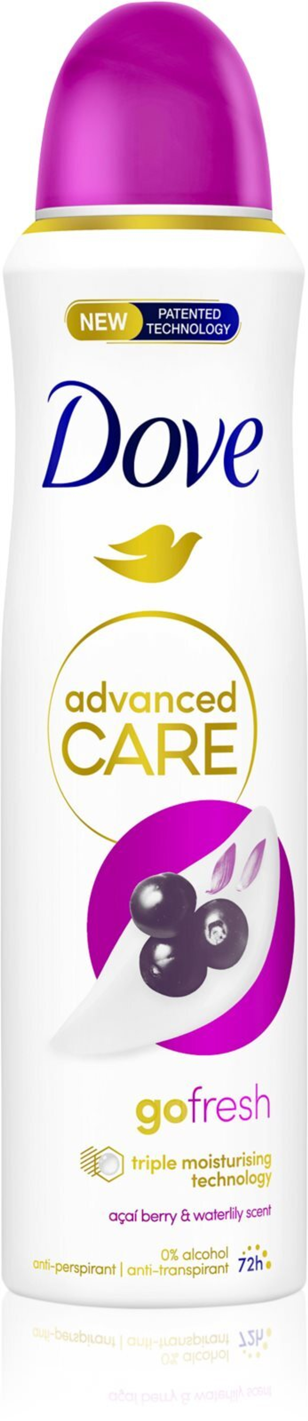Dove Advanced Care Acai Berry & Waterlily - спрей-антиперспирант 72 часа /   150  ml  / GTIN 8720181291395