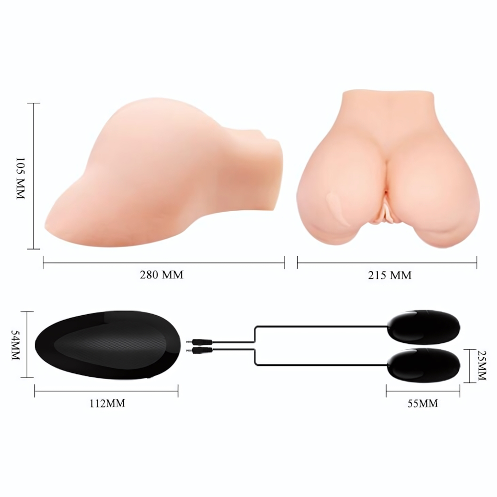 Телесная вибровагина Julie с 2 рабочими отверстиями (Цвет: телесный)